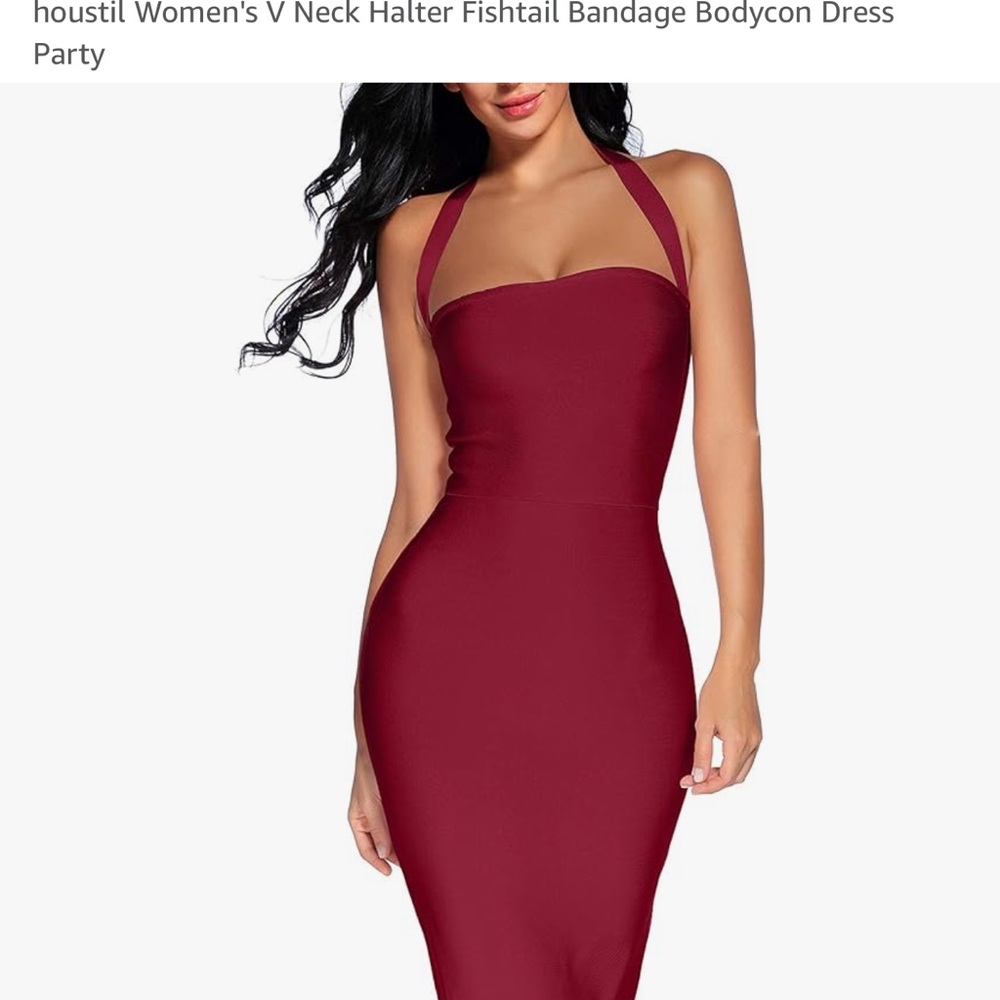 Women's Burgundy Halter Bodycon Dress